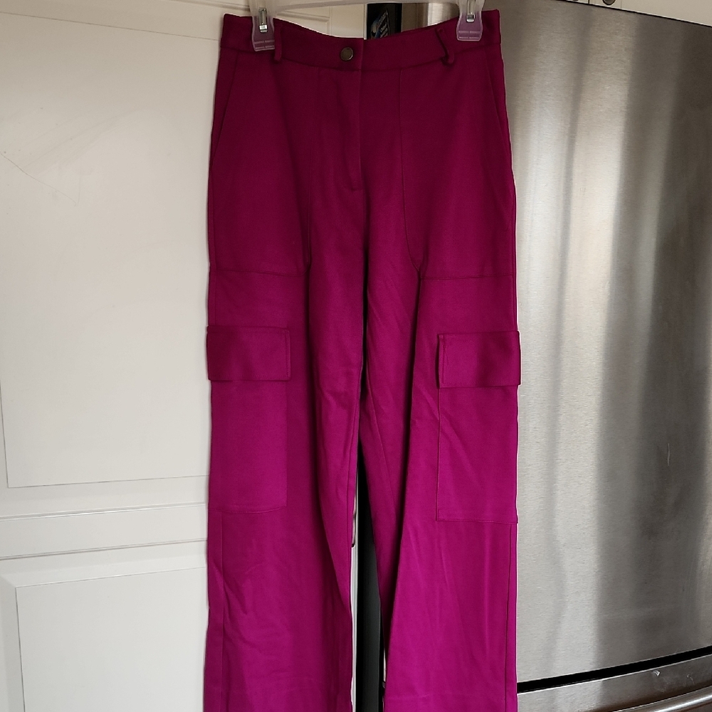 IMPERIAL Women's Magenta Cargo Wide-Leg Pants